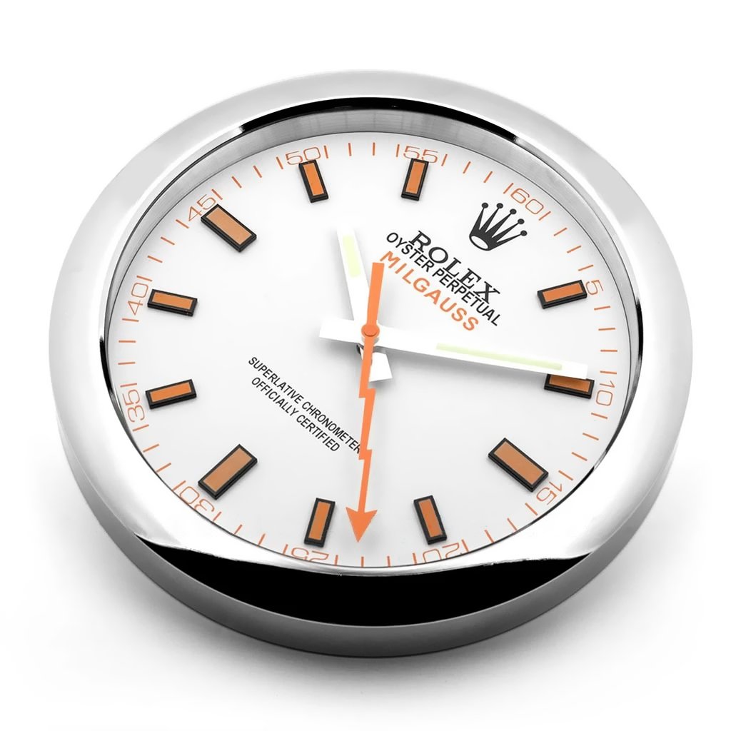 Rolex Milgauss Series, Silver & White | Wall Clock - Image 3