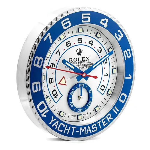 Rolex Yacht Master ll, Silver & Blue | Wall Clock - Image 2