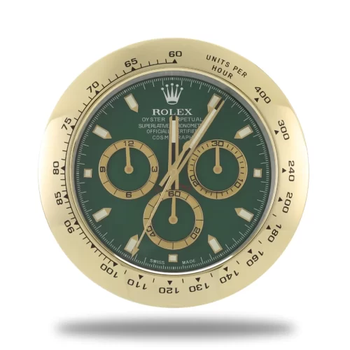 Rolex Daytona Series ,Gold & Green | Wall Clock