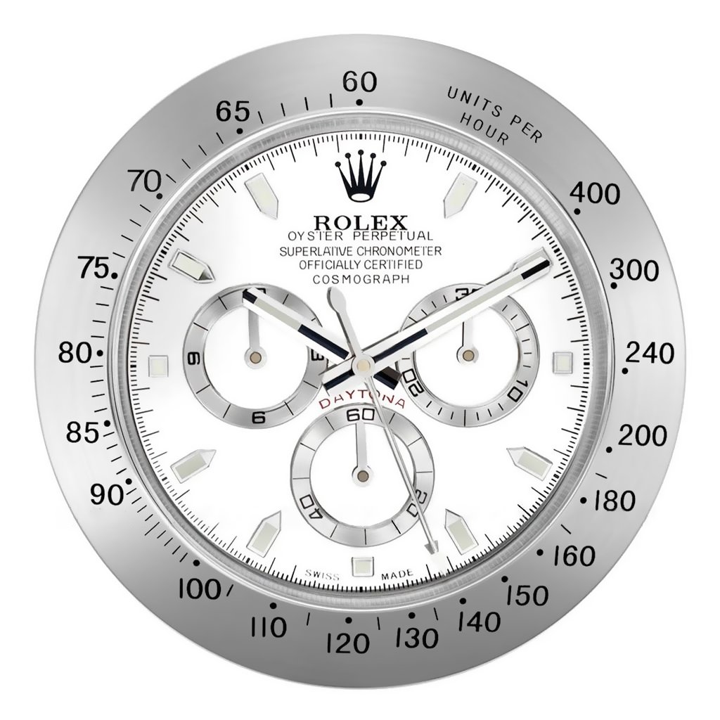 Rolex Wall Clock Daytona Series ,Silver & White