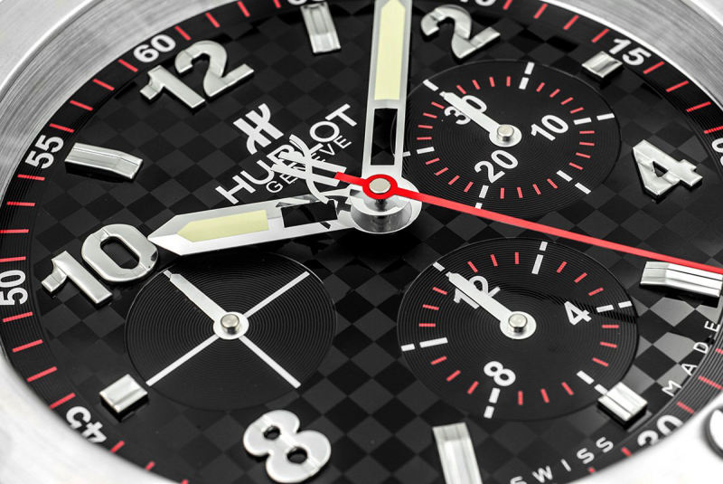 Hublot Big Bang Wall Clock | Carbon Fibre Chronograph Dial Silver & Black - Image 4