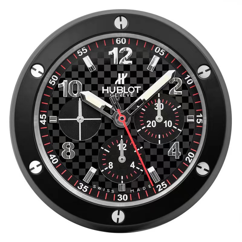 Hublot Big Bang Wall Clock | Carbon Fibre Chronograph Dial Black