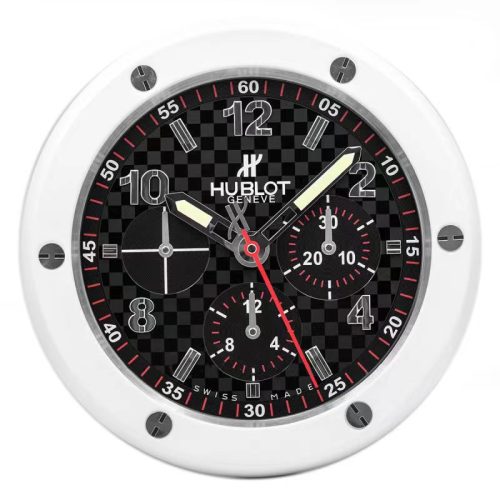 Hublot Big Bang Wall Clock | Carbon Fibre Chronograph Dial White & Black